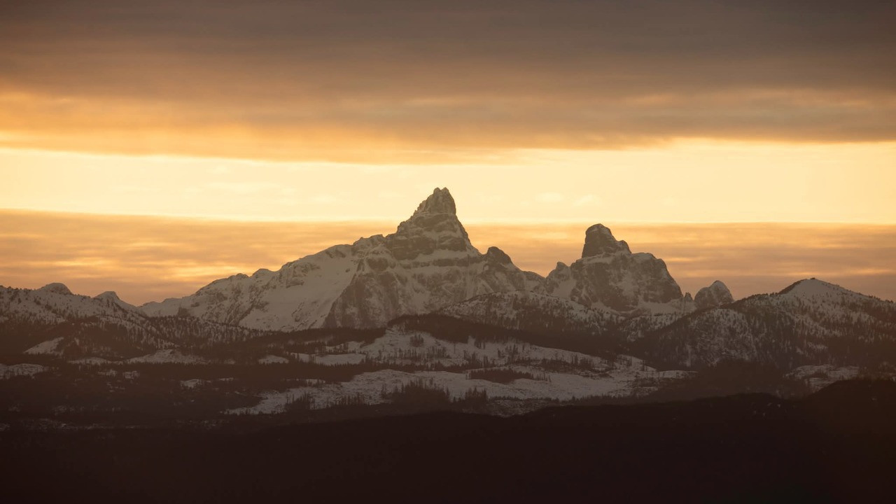 Sunset and mountain tops