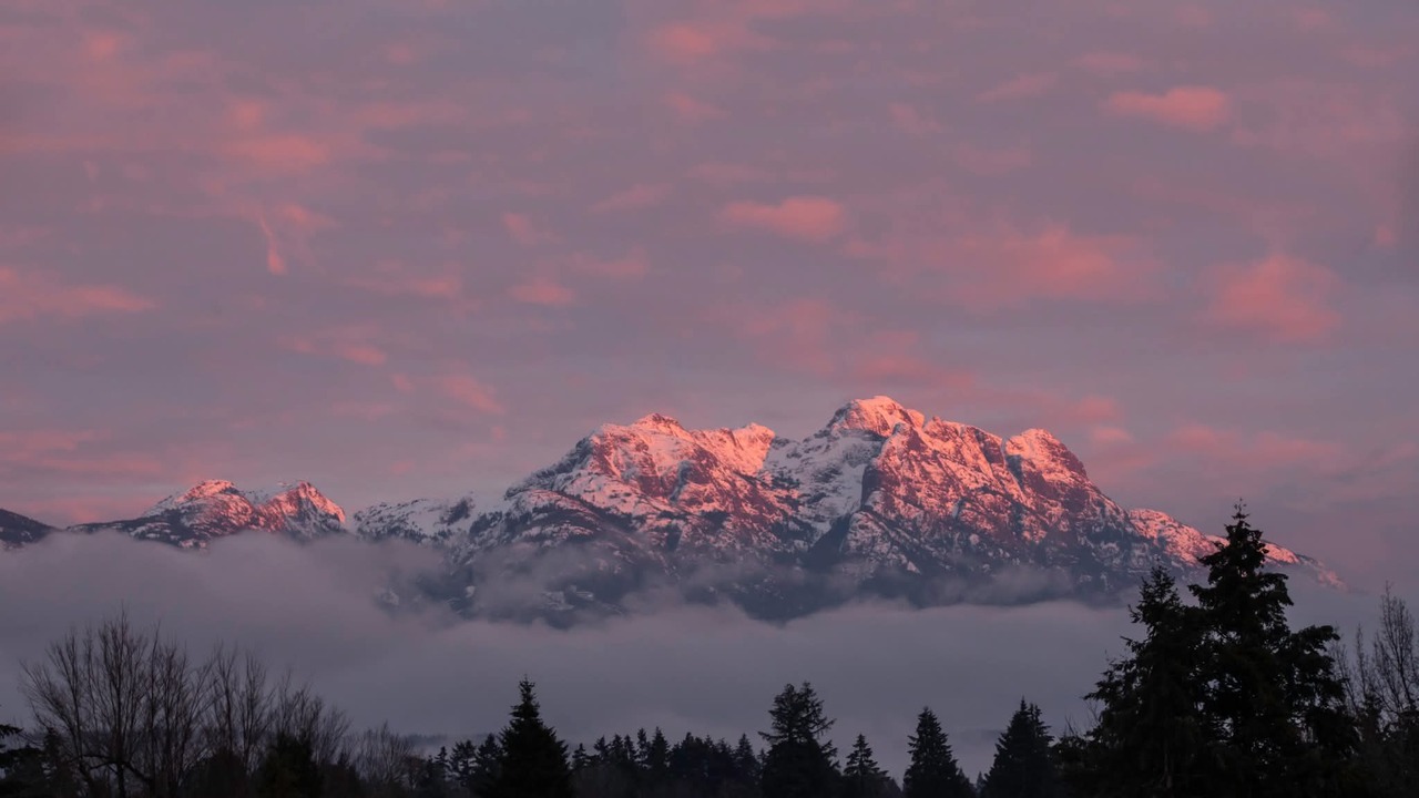 Sunset and mountain tops