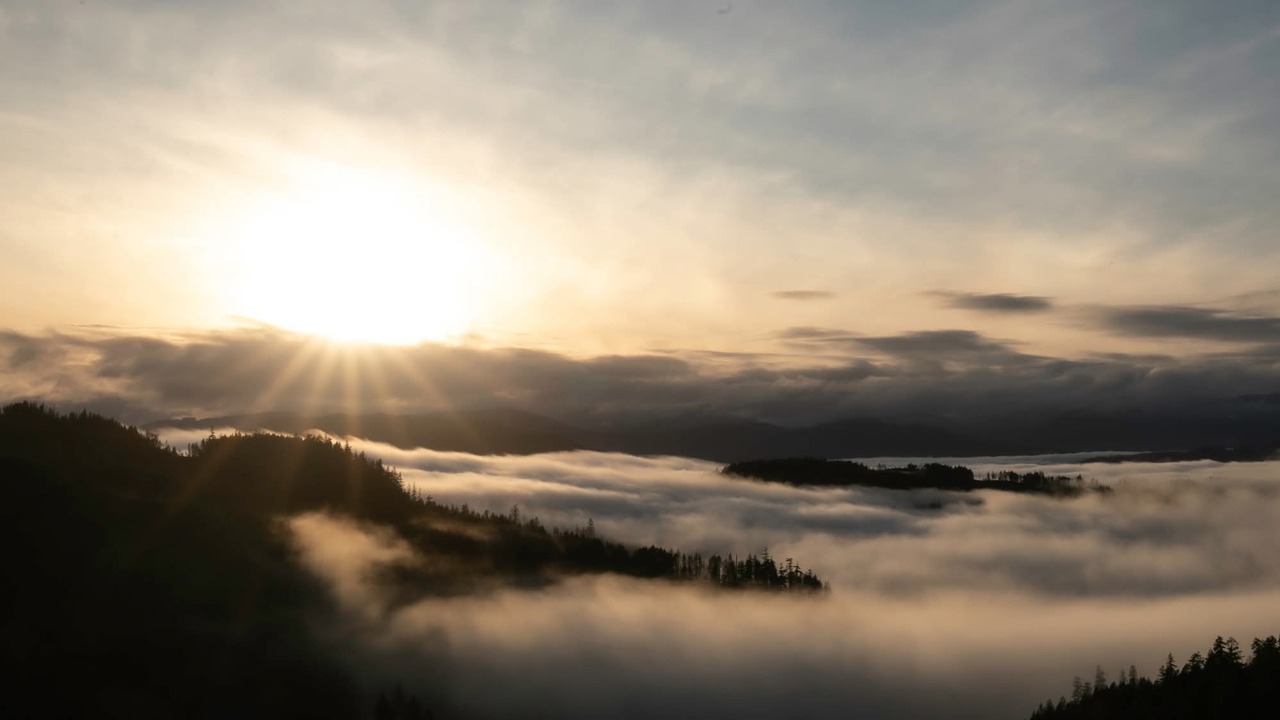 Sunset and mountain tops