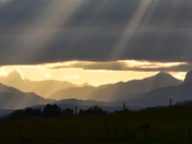 Sun rays over the Rock mountains, Alberta