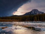 Dramatic Clouds Over Mountains At Barrier Lake