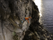 Stella Marchisio resting on the knee bar spot of Big Fish. 13a, Ellison Park, Okanagan