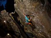 Nathaniel Smith climbing in the night in Cougar Canyon
