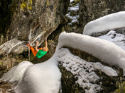 Chad Clark climbing in Cougar Canyon