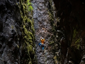 Chad Clark climbing in Rim Rocks