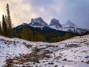 Stream Flowing Through The Snow By The Three Sisters	