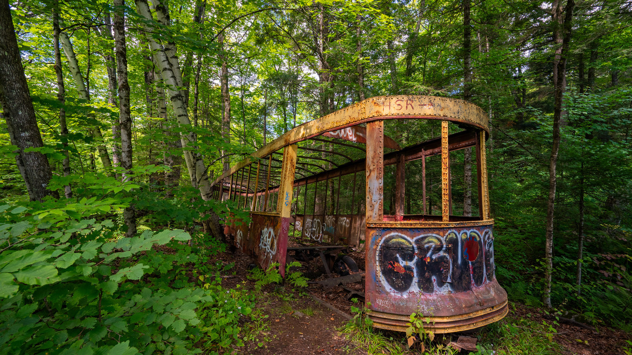 Abandoned TTC Streetcar 2500 in the Haliburton Forest, Ontario