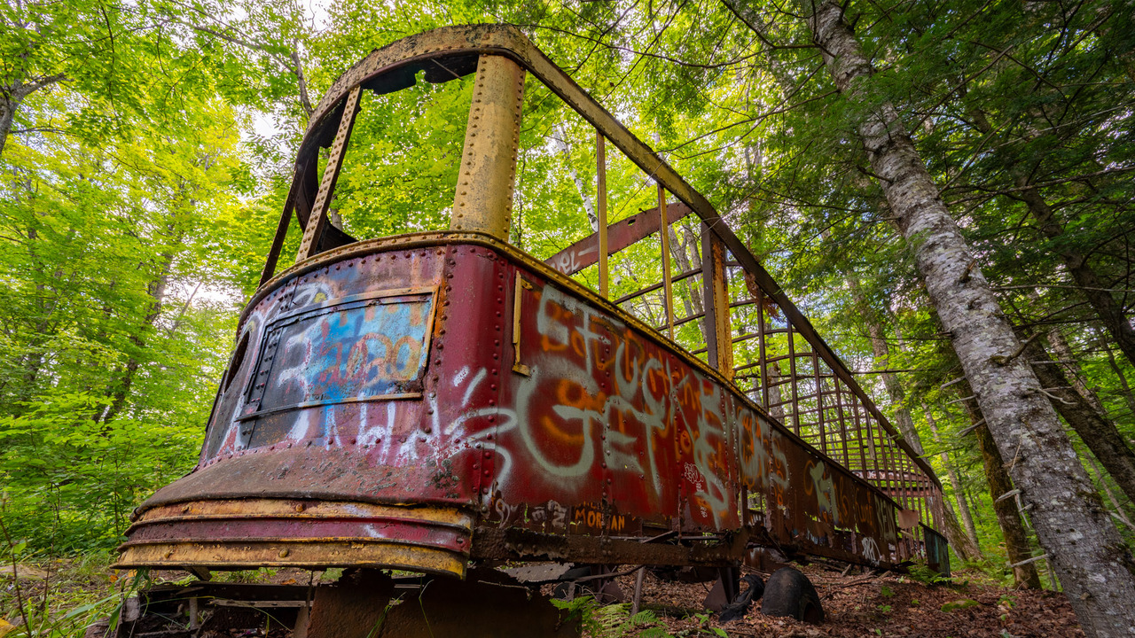 Abandoned TTC Streetcar 2500 in the Haliburton Forest, Ontario
