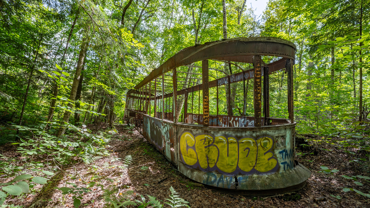 Abandoned TTC Streetcar 2500 in the Haliburton Forest, Ontario