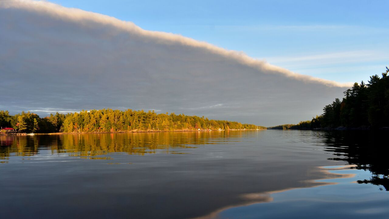 Twelve Mile Bay swallowed by cloudy arrowhead.