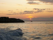 coucher de soleil dans le quai de Caraquet