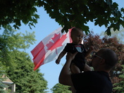 Proud to be a Canadian at  7 1/2 months old, Happy Birthday Canada!