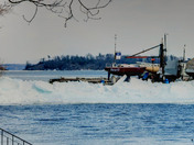 Kingston Yacht Club surrounded by Ice Blocks