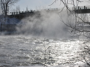 Mist on portage diversion dam assiniboine river 