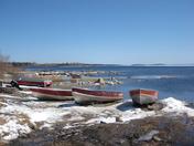 Boats on the shores of Eabamet Lake