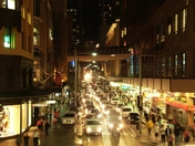 the crowd street at night in Sydney
