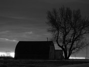 Barn at the edge of town on an early morning drive