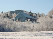 An old barn on a snowy morning..