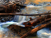 Creek runoff creates a mini waterfall