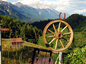 wagon wheel in the mountains