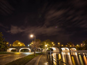 along the canal at night